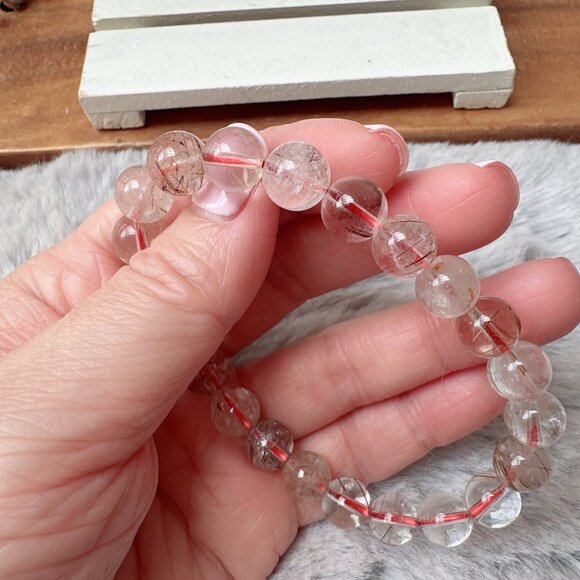 9mm Rutilated Quartz Stretch Bracelet - Picture 4 of 5